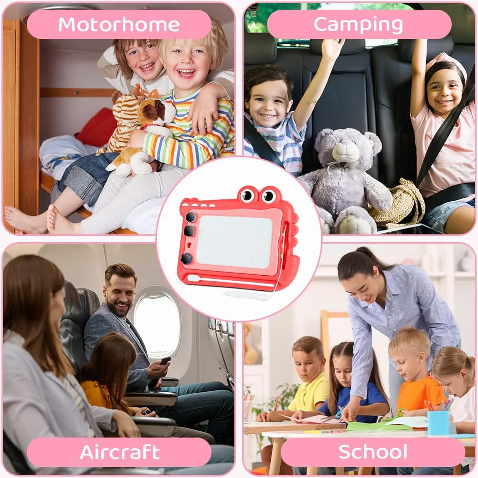OFFCUP Magnetyczna tablica do malowania, od 3 lat, kolorowa, magnetyczna deska kreślarska, zabawka edukacyjna z 4 formami stempli, zabawka prezent dla dzieci od 3 lat, dla dziewczynek i chłopców
