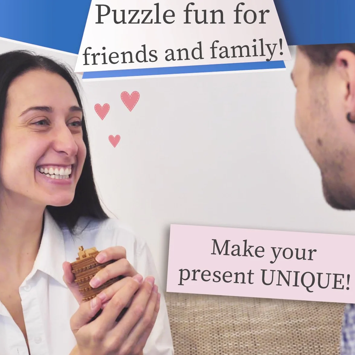 iDventure Kryptos - zestaw do montażu z drewna - puzzle 3D - gra myślenia Cryptex - gra logiczna - gra w cierpliwość - gra logiczna 3D drewniane puzzle opakowanie prezentowe Questbox Walentynki