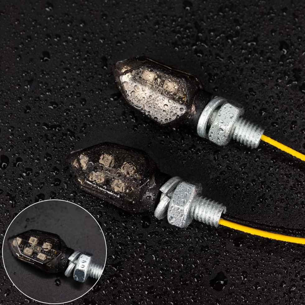 Kierunkowskazy motocyklowe ECE R50 12V IP65 M8 bursztynowe