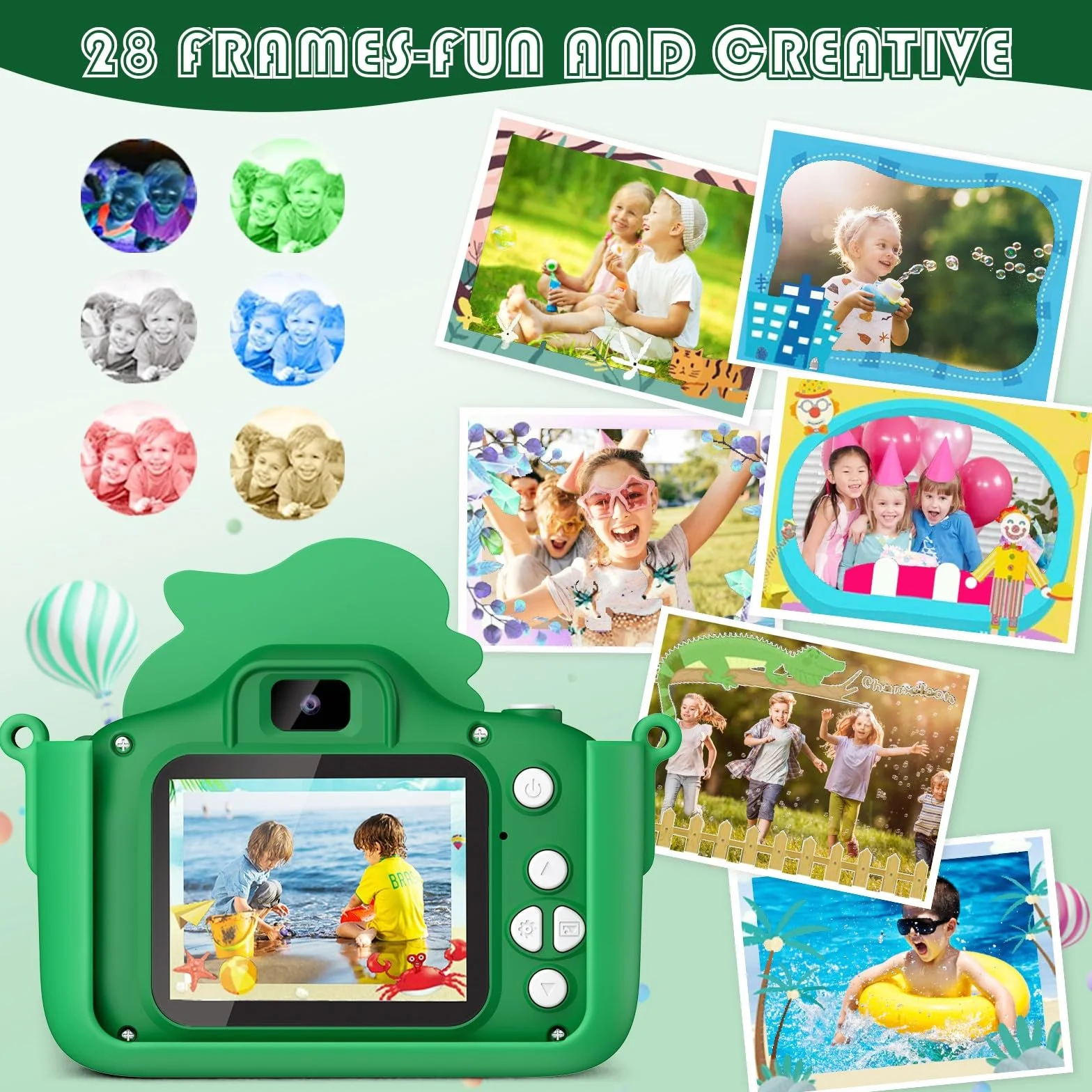 Aparat dziecięcy, aparat dziecięcy 2-calowy wyświetlacz 1080P, aparat cyfrowy do selfie Dzieci z 32 GB, aparat fotograficzny Dzieci dla 3 4 5 6 7 8 9 10 lat Chłopcy i dziewczęta Prezenty (zielony)