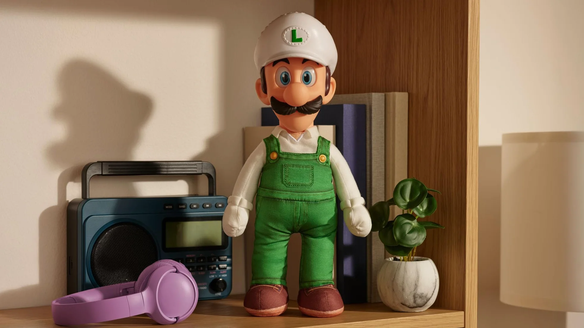 Pluszowa figurka Luigi Fire Poseable z filmu Super Mario Galaxy, 38 cm, oficjalna licencja Jakks Pacific, pluszowa figurka z rzeźbioną głową Roto, kolekcjonerska figurka Nintendo, 3+