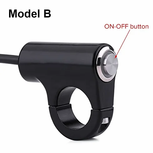 Keenso Motocyklowy przełącznik na kierownicę, 7/8", 22 mm, wodoszczelny, motocyklowy, przycisk na kierownicę (styl B Self-Locking Button with Light)