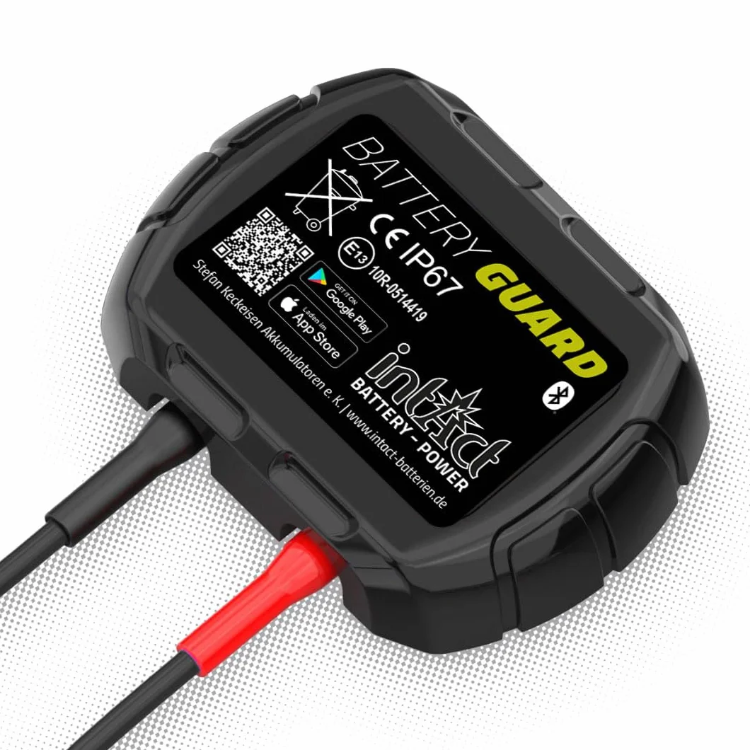 intAct Battery-Guard, Wygodne monitorowanie akumulatora przez aplikację, Do monitorowania akumulatora w samochodzie, motocyklu lub kamperze, Odpowiedni dla akumulatorów 6V, 12V i 24V, Łatwa instalacja