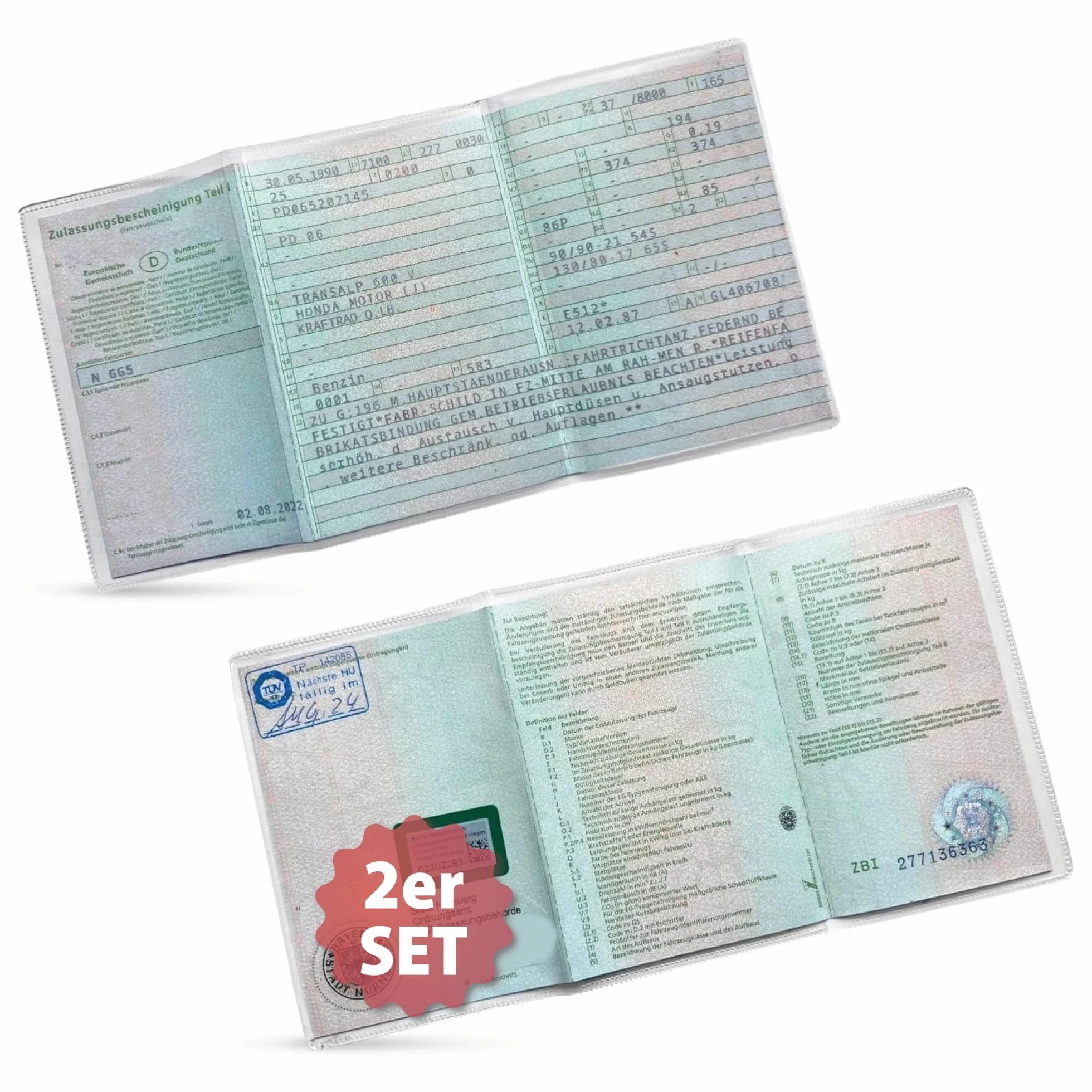 2 x etui na dokumenty rejestracyjne samochodu, przezroczyste etui ochronne na dokumenty samochodowe do otwierania (2 sztuki)