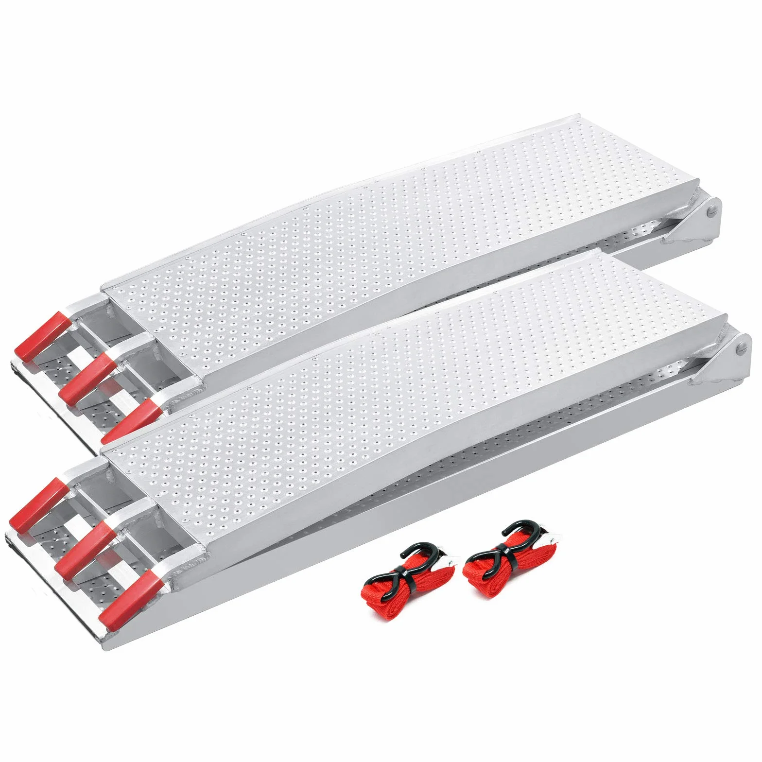 Wiltec Zestaw składany najazd aluminiowy 2 szt. o długości 215 cm i łączny udźwig 680 kg, lekka i łatwa do przechowywania, do załadowania quadów i motocykli