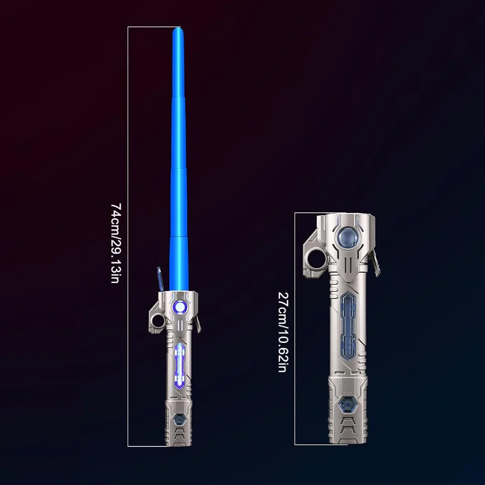 Miecz Laserowy dla Dzieci, 15 Kolorów Star Wars, Miecz Świetlny LED z Światłem i Dźwiękiem, 2 w 1 Chowany Miecz Laserowy dla Dzieci (Srebrny Uchwyt)