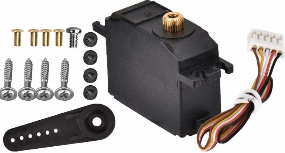 DollaTek Five Wire RC Car Metal Servo, metalowe serwo z akcesoriami instalacyjnymi, kompatybilne z Wltoys 12428 12423 RC Cars