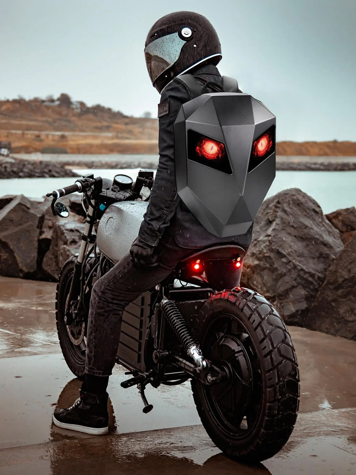 Plecak LED Pixel Art motocyklowy wodoszczelny twarda skorupa 3D torba na kask iOS Android