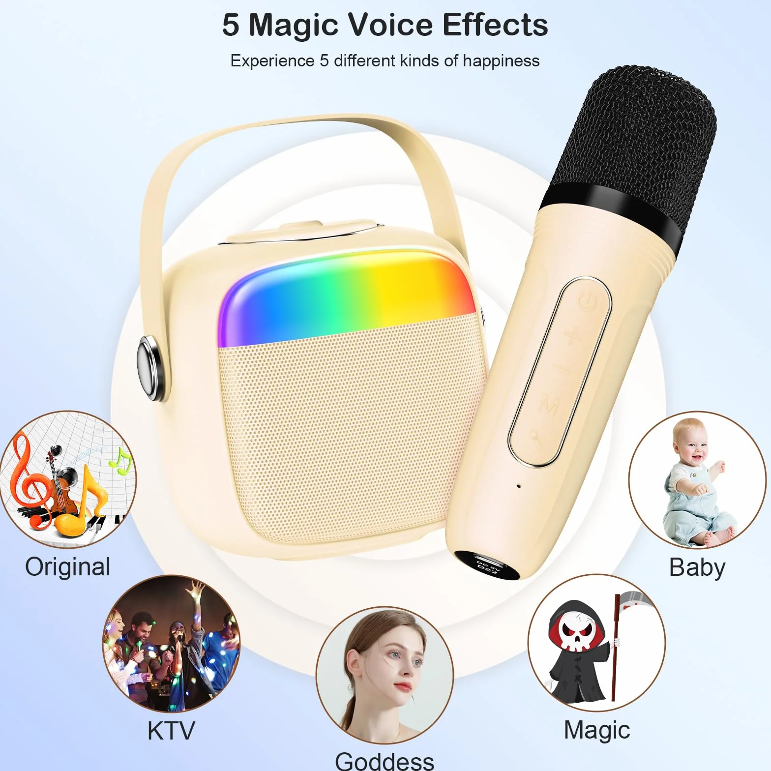 JYX Maszyna do karaoke dla dzieci i dorosłych, mini przenośny głośnik Bluetooth z mikrofonem, głośnik do karaoke z obsługą kart SD, USB, prezent urodzinowy i zabawka dla dziewcząt/chłopców
