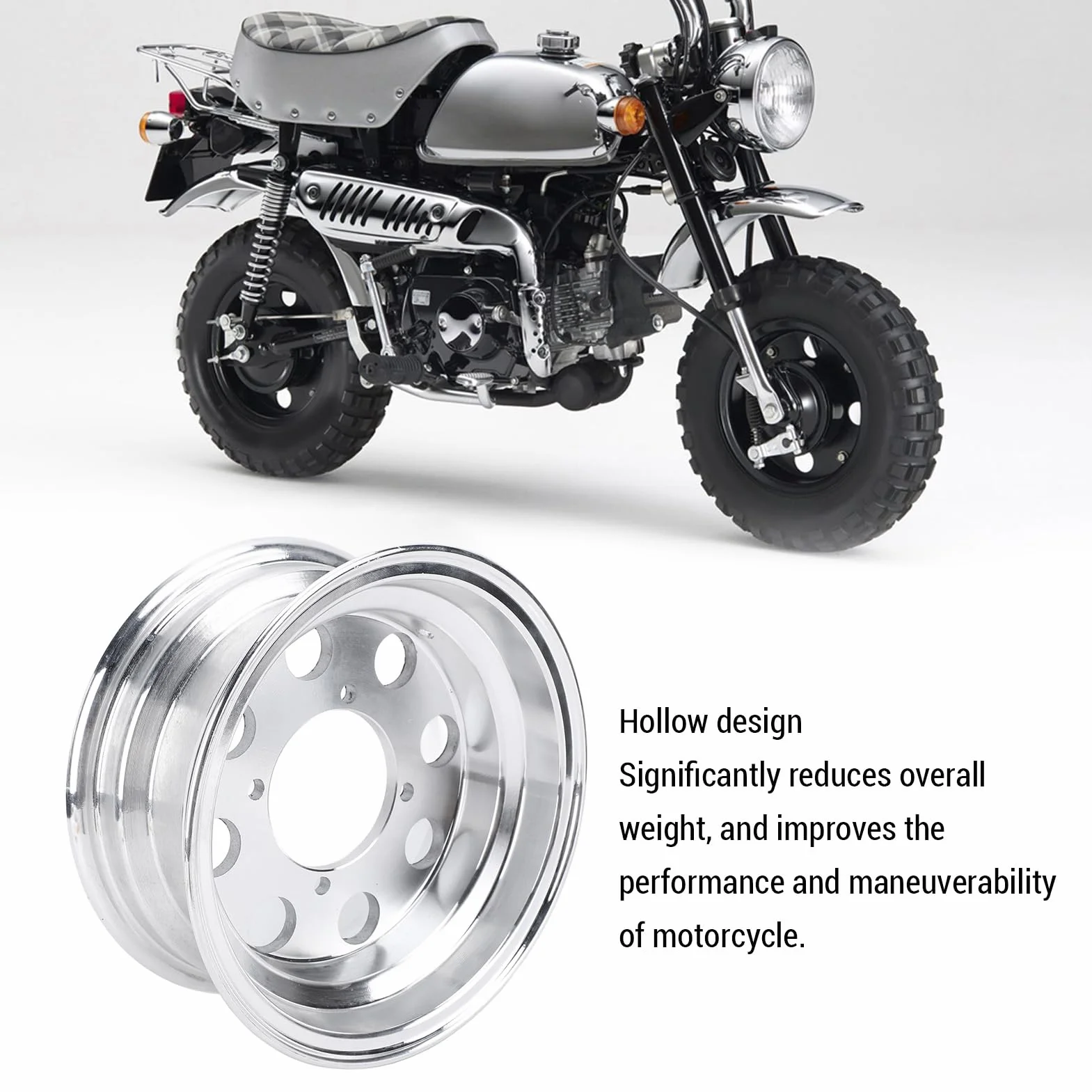 3,50-8 8-calowa Motocyklowe Koła, Lekkie Długotrwałe Aluminium Aluminiowe Koła z Drobnym Polerowaniem do Małpy Z50R Z50J
