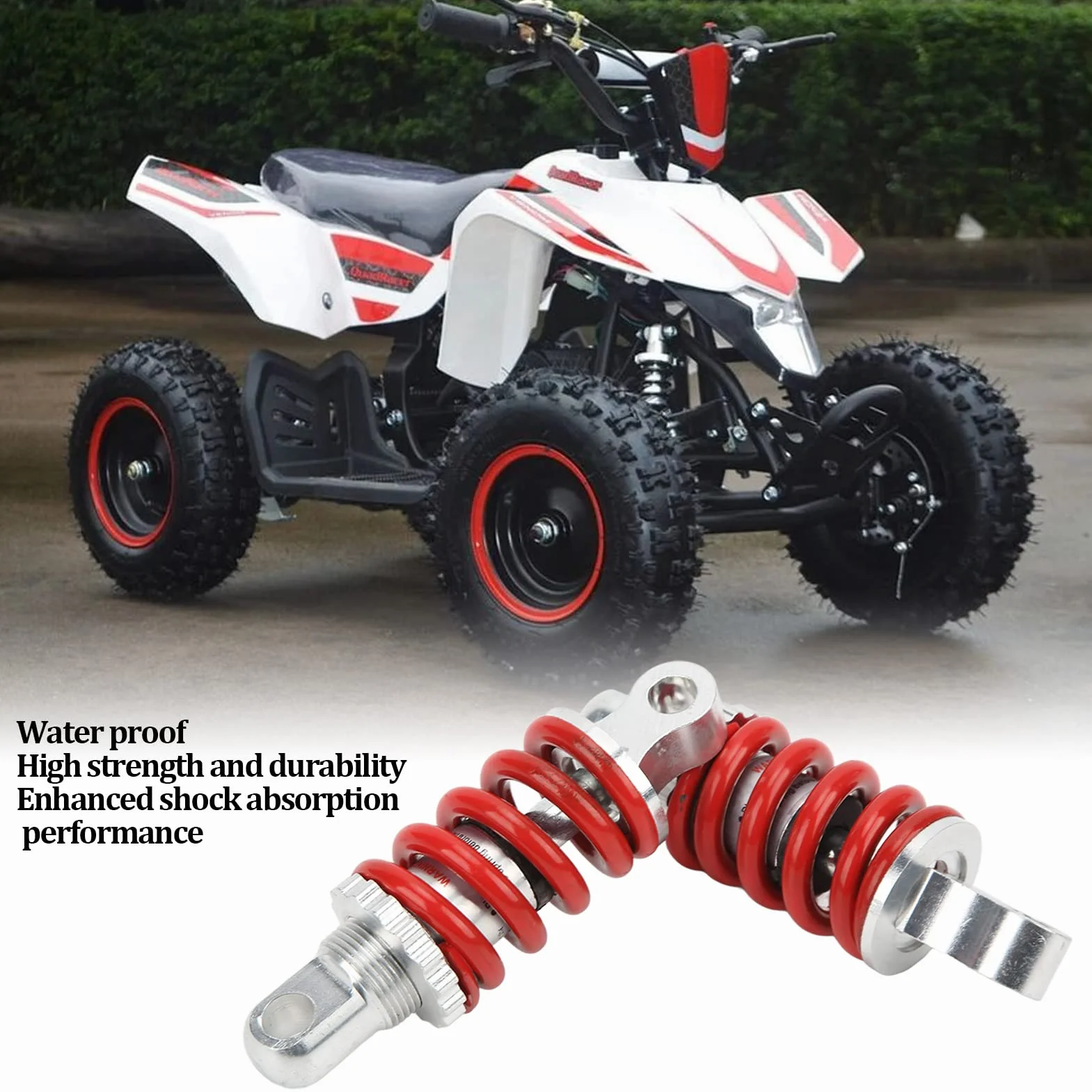 Aramox 2 szt. Amortyzator, 100 Mm Tylny Amortyzator Wspomagany sprężyną Regulowane Amortyzatory Rozpórki Zawieszenie Uniwersalne do Motocykla ATV Skuter Terenowy