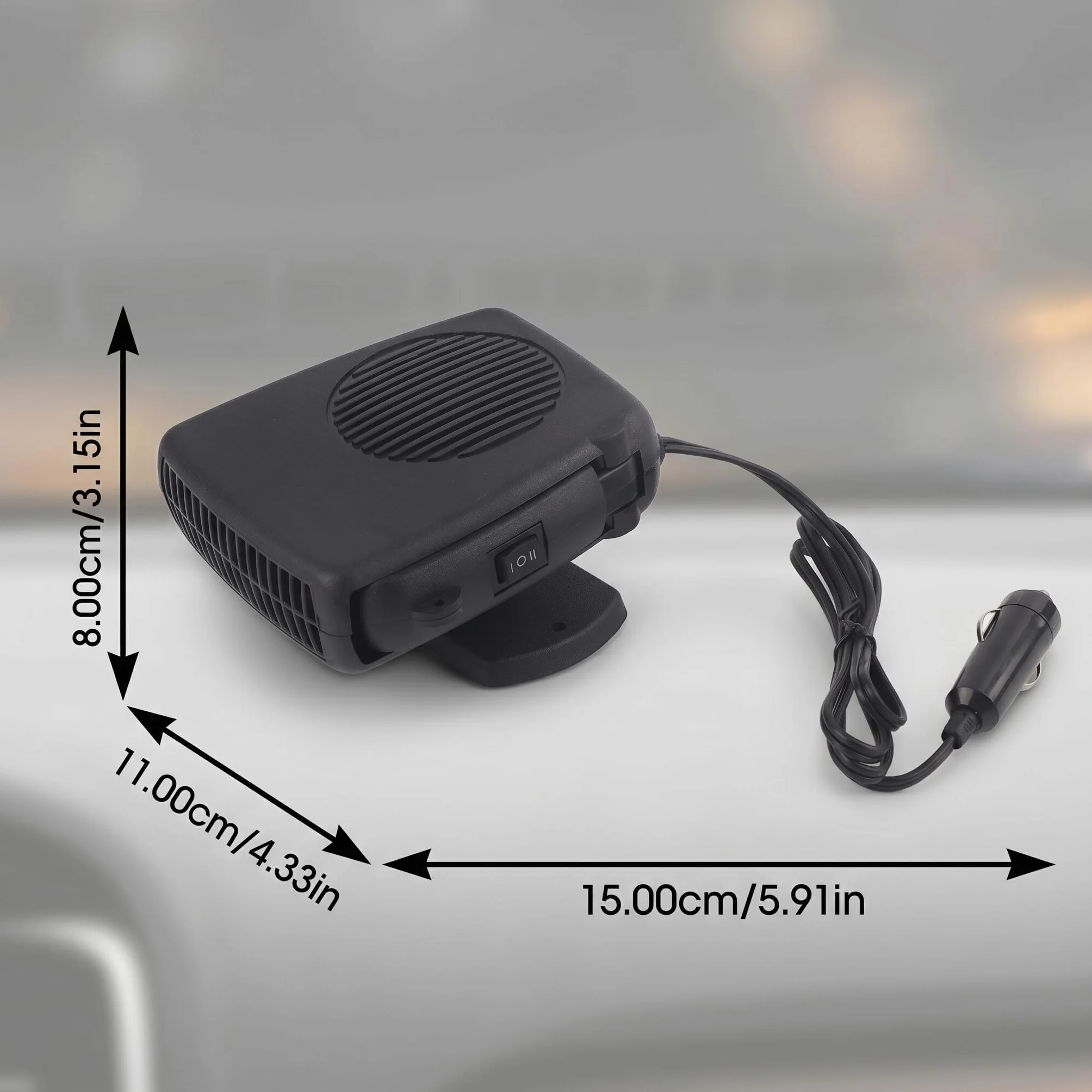 360-stopniowe Narzędzie do Czyszczenia Przedniej Szyby, 12V 200W Samochód Przenośny 2 w 1 Ceramiczny Podgrzewacz do Ogrzewania, Wentylator Defroster Demister Universal
