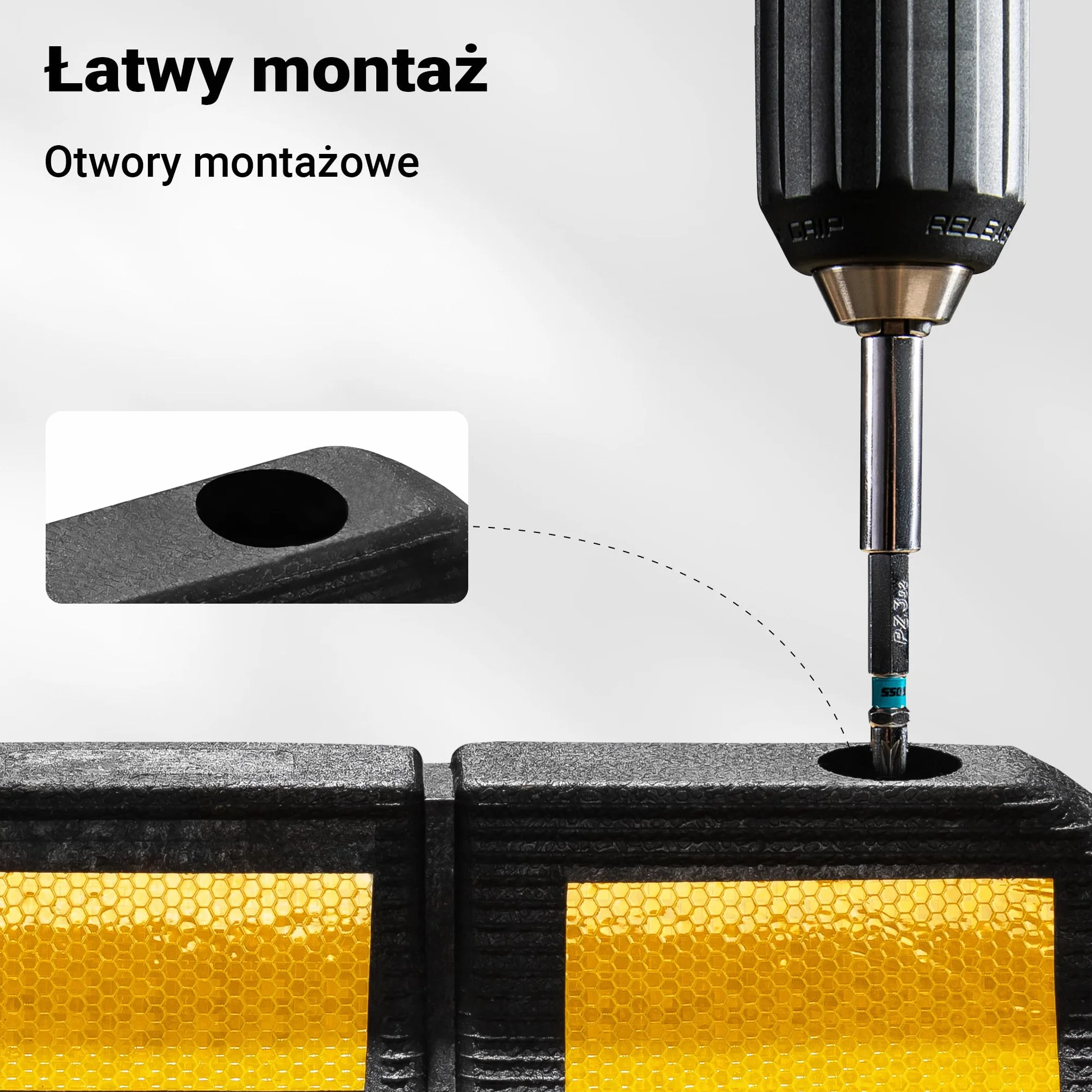 Wiltec Ogranicznik parkingowy 2 szt. 47,5 x 12 x 8 cm czarny z żółtą taśmą odblaskową, odbojnik gumowy do garażu i parkingu