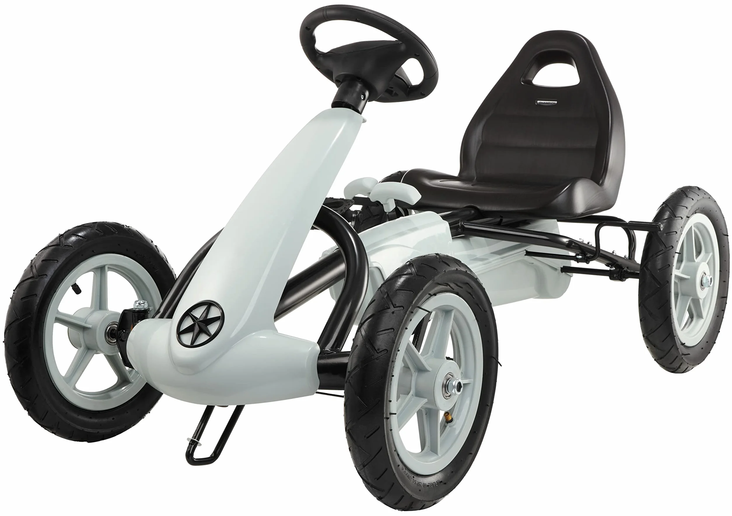 HyperMotion Go-Kart na Pedały dla Dzieci EVOQUE, Gokart z Trzema Trybami Jazdy dla Dziecka 5-8 Lat, Auto dla Dziecka, Samochód Dziecięcy od 5 Lat, Waga do 50 kg, Szary