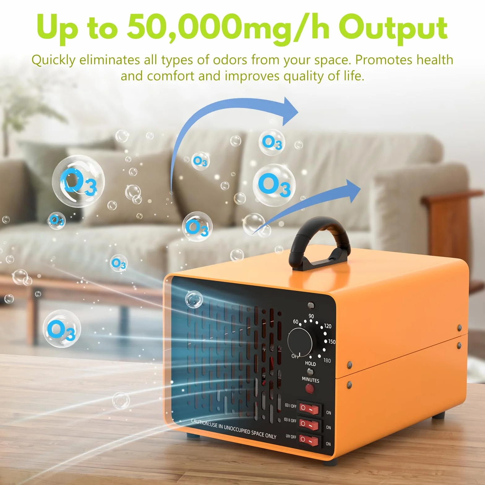 Generator Ozonu 50,000 mg/h, Urządzenie Ozonowe z Timerem 180 min, do Samochodu, Mieszkania, Dymu, Zapachów Zwierząt Domowych, Kuchni
