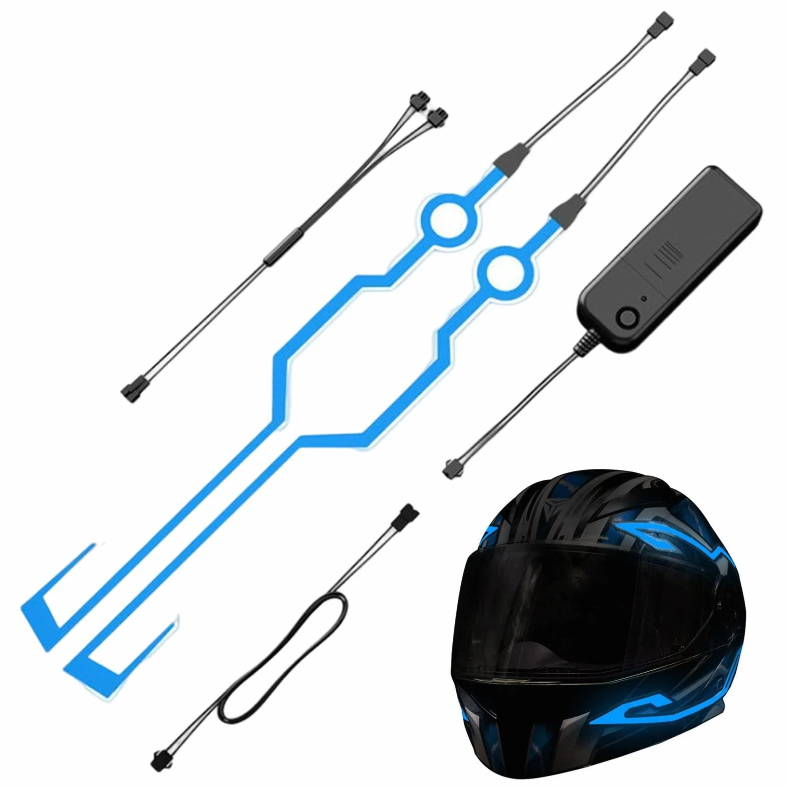 Helmet Strip Light, Led Light for Motorcycle Helmet, 14 * 9 * 8cm/5.51 * 3.54 * 3.14 Inches Adhesive Helmets Lights Strips, Safety Night Riding Accessory for Bikers