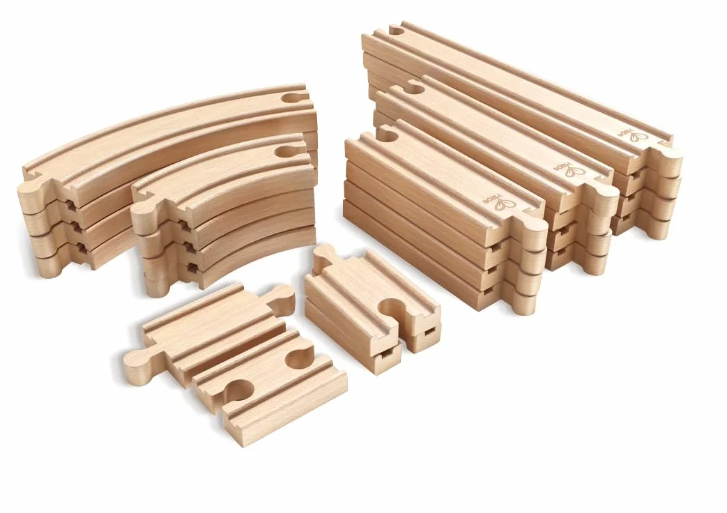 Hape E3707 Super Expansion Rail Pack - Wooden Train Track Accessories, Multicolor, 20.32 x 48.01 x 25.4 cm