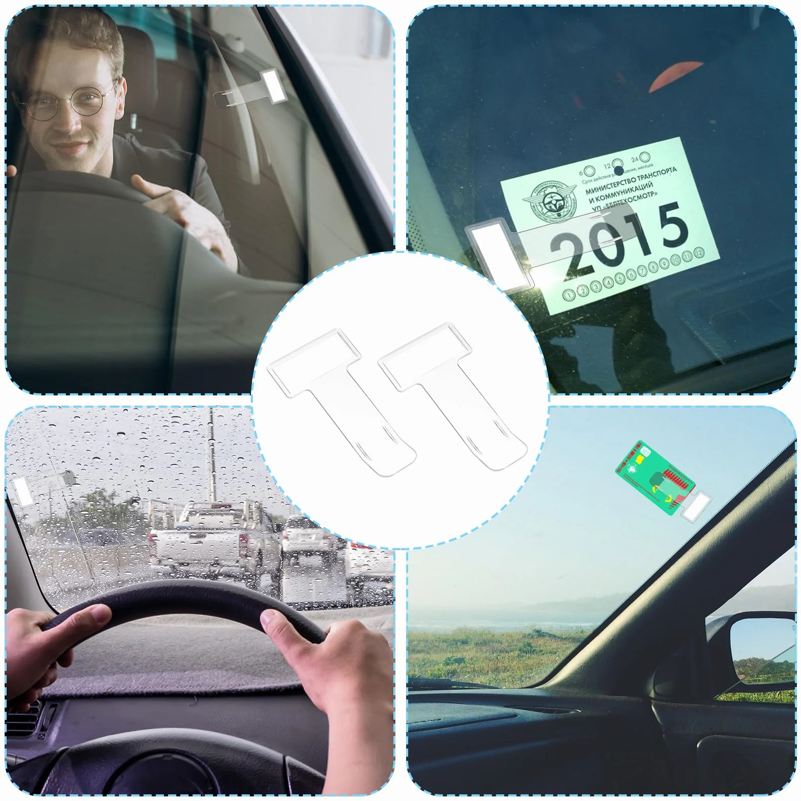 8 częściowy uchwyt na bilet parkingowy przednia szyba samochodu, przezroczysty klips do akcesoriów samochodowych, teczka na bilety, przednia szyba uchwytu na kartę parkingową