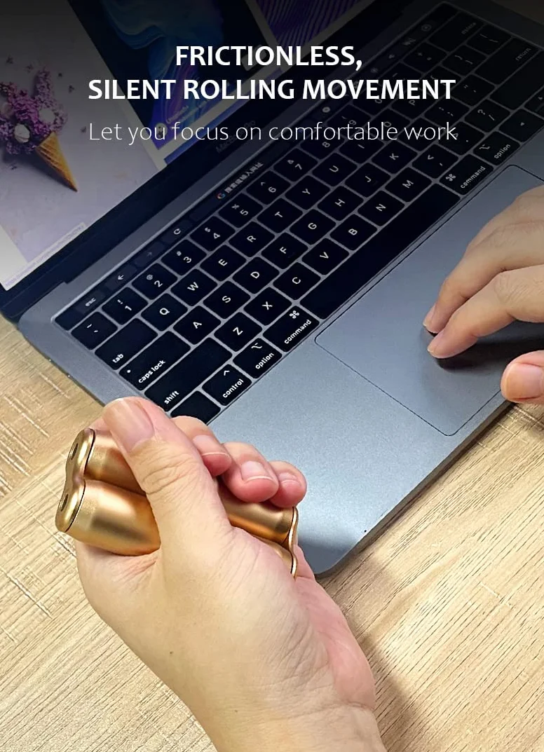 Poręczna zabawka fidget dla dorosłych – złota, pomaga przy stresie, lęku i napięciu