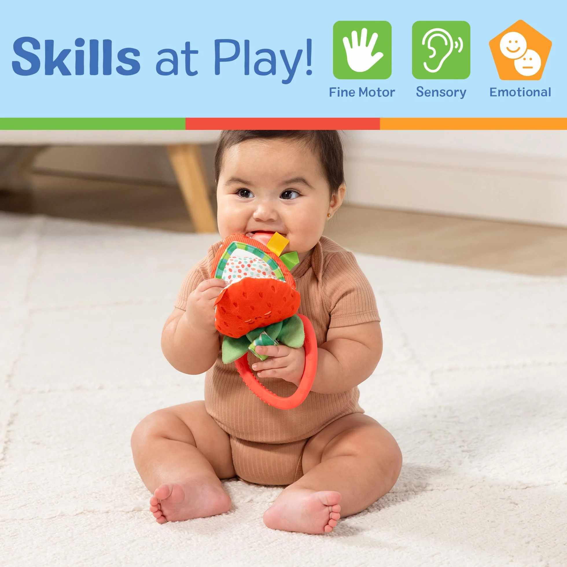 Melissa & Doug Przypinana multisensoryczna kukułka jagodowa zabawka podróżna dla małych dzieci, zabawka dla noworodków do 12 miesięcy