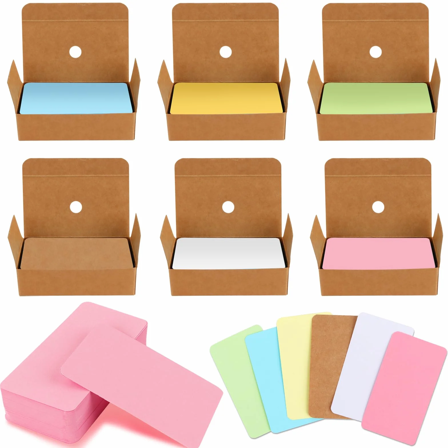 kolorowe kartki papierowe, 600 sztuk, 6 kolorów, papier typu kraft, karta informacyjna, fiszki DIY, karty do nauki, graffiti, pamięć