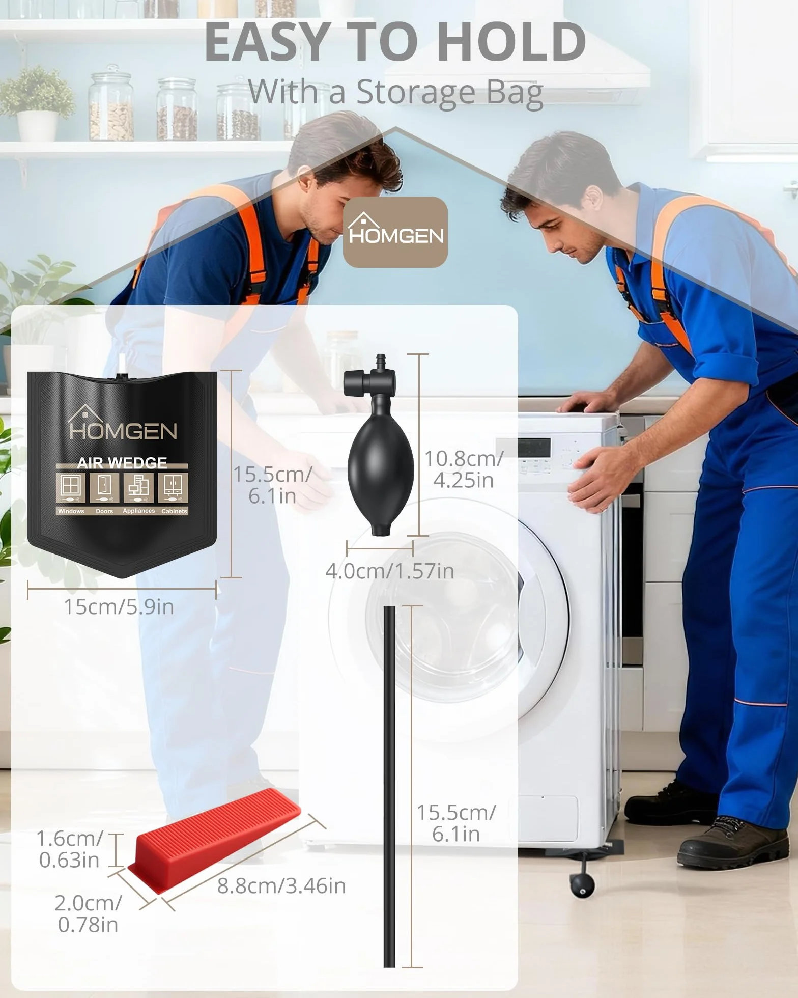 HOMGEN Torba Air Wedge Up Popularne 4 szt. Klin Powietrza Pompka Narzędzia Samochodowe do montażu okien drzwi i naprawy samochodu z 8 plastikowymi klinami
