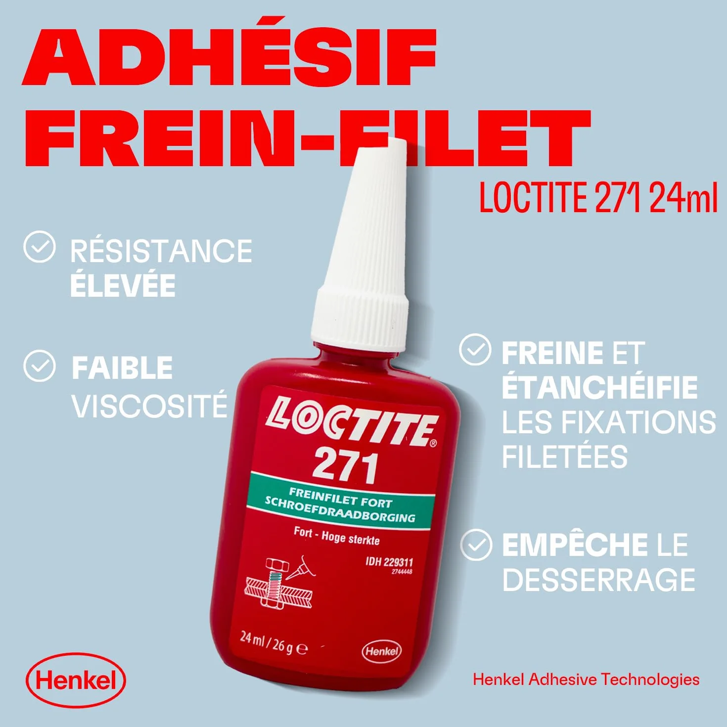 Loctite 271 Threadlocker High Strength (czerwony) 24 ml