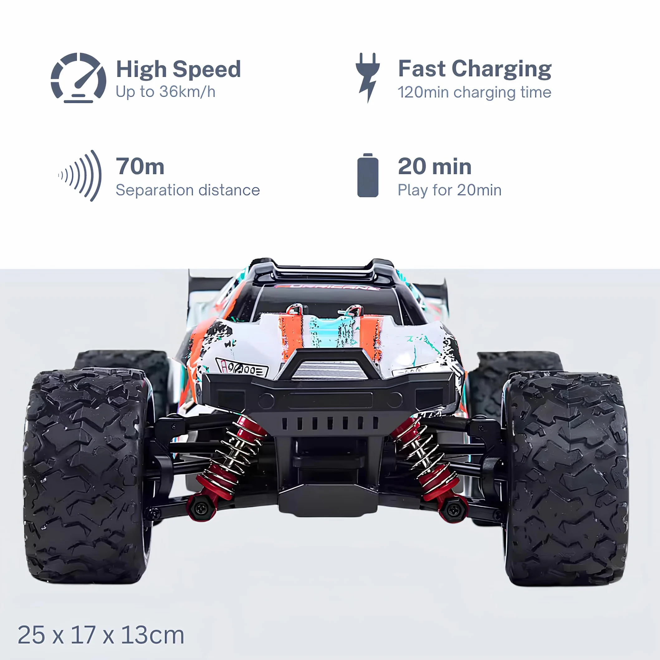 Zdalnie sterowany samochód terenowy RC - 36 km/h Plus - Fast RC Drift Car - Pojazd 4 x 4 prędkość elektryczna, dziecko, dorosła dziewczynka, chłopiec, 1/18 Monster Truck Buggy
