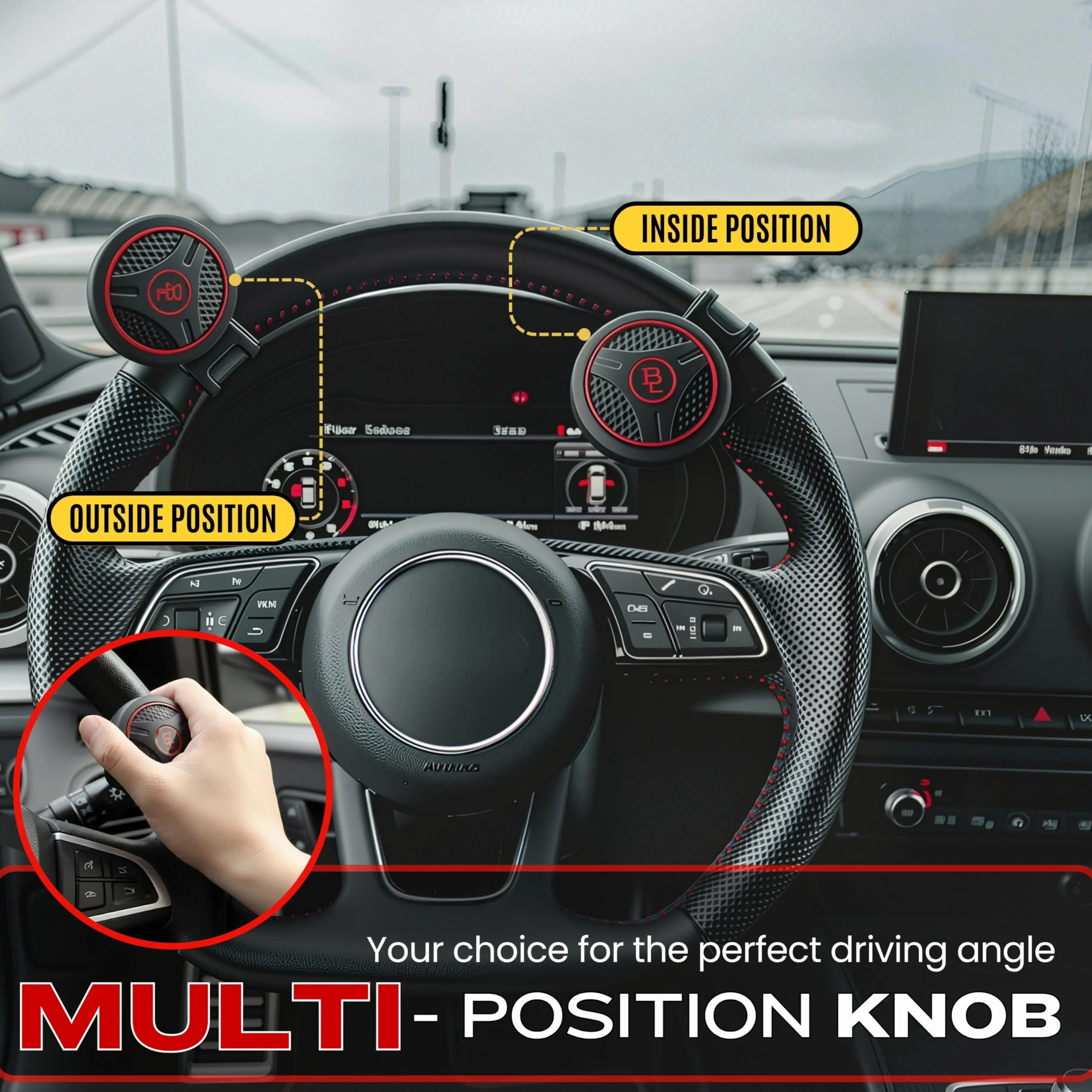 Bl Silicon Black Platinum Power Handle Car Steering Wheel Suicide Spinner Accessory Knob