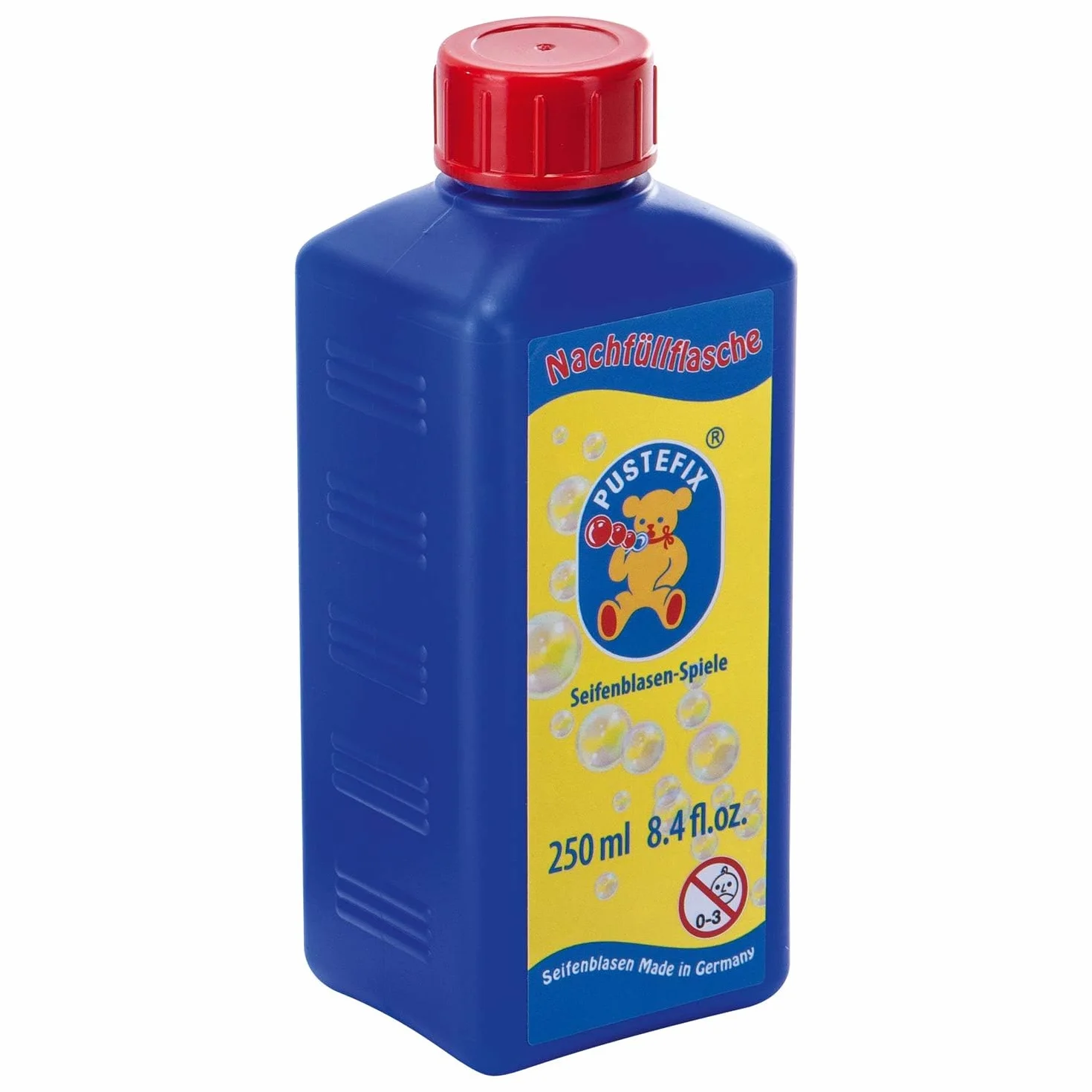 PUSTEFIX butelka uzupełniająca Mini, 250 ml płyn do baniek mydlanych Made in Germany bańki mydlane na wesele urodziny dziecka wieczór bańki mydlane dla dzieci i dorosłych