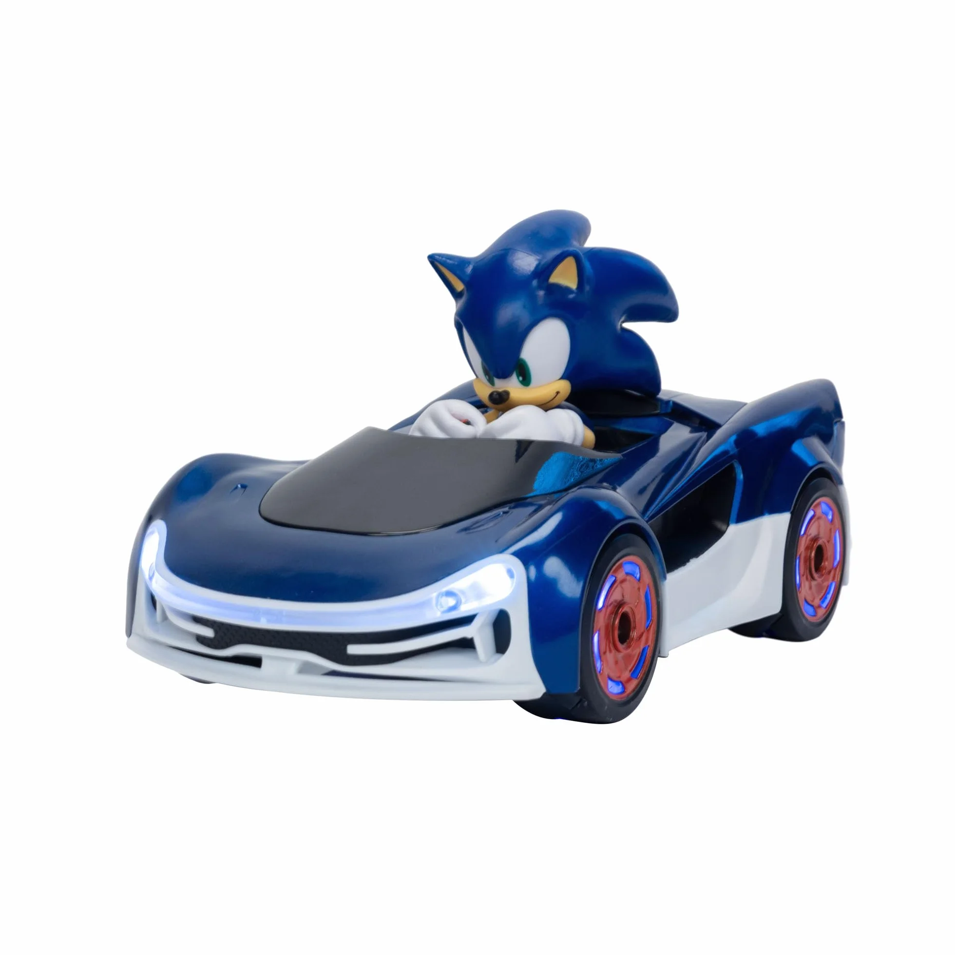 Sonic the Hedgehog Speed Star Lightning Drifting RC Oficjalnie licencjonowany przez Jakks Pacific - Zdalnie sterowane samochody z podświetlanymi kołami, gra interaktywna z czerwonym pilotem na baterie