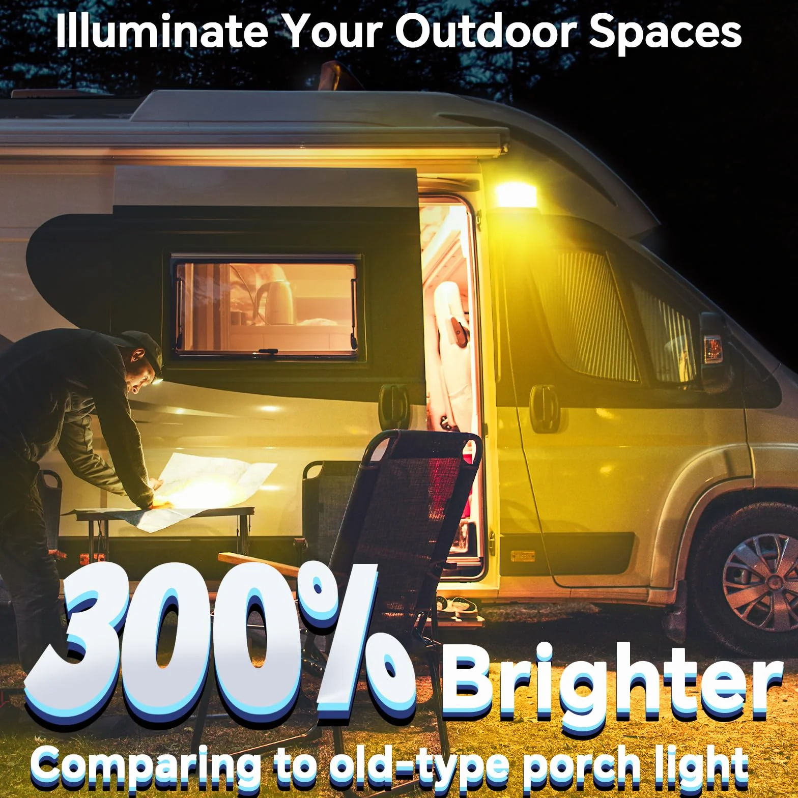 acegoo lampa LED 12V dwukolorowa biała/bursztynowa 410 lumenów IP66 do kampera