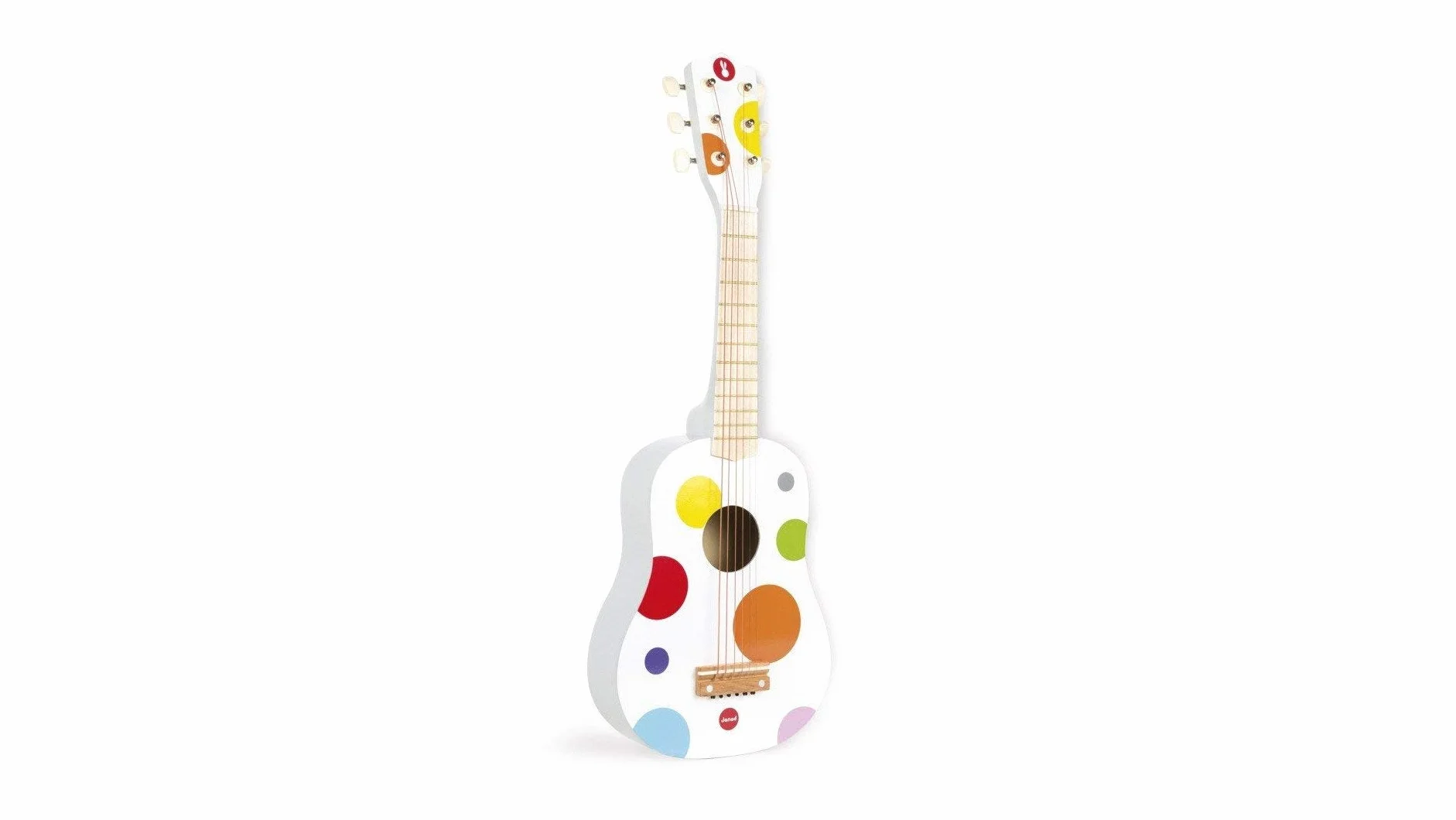 Janod - Confetti Wooden Guitar - Pretend Play and Musical Awakening Toy - Red - from 3 Years Old, J07598