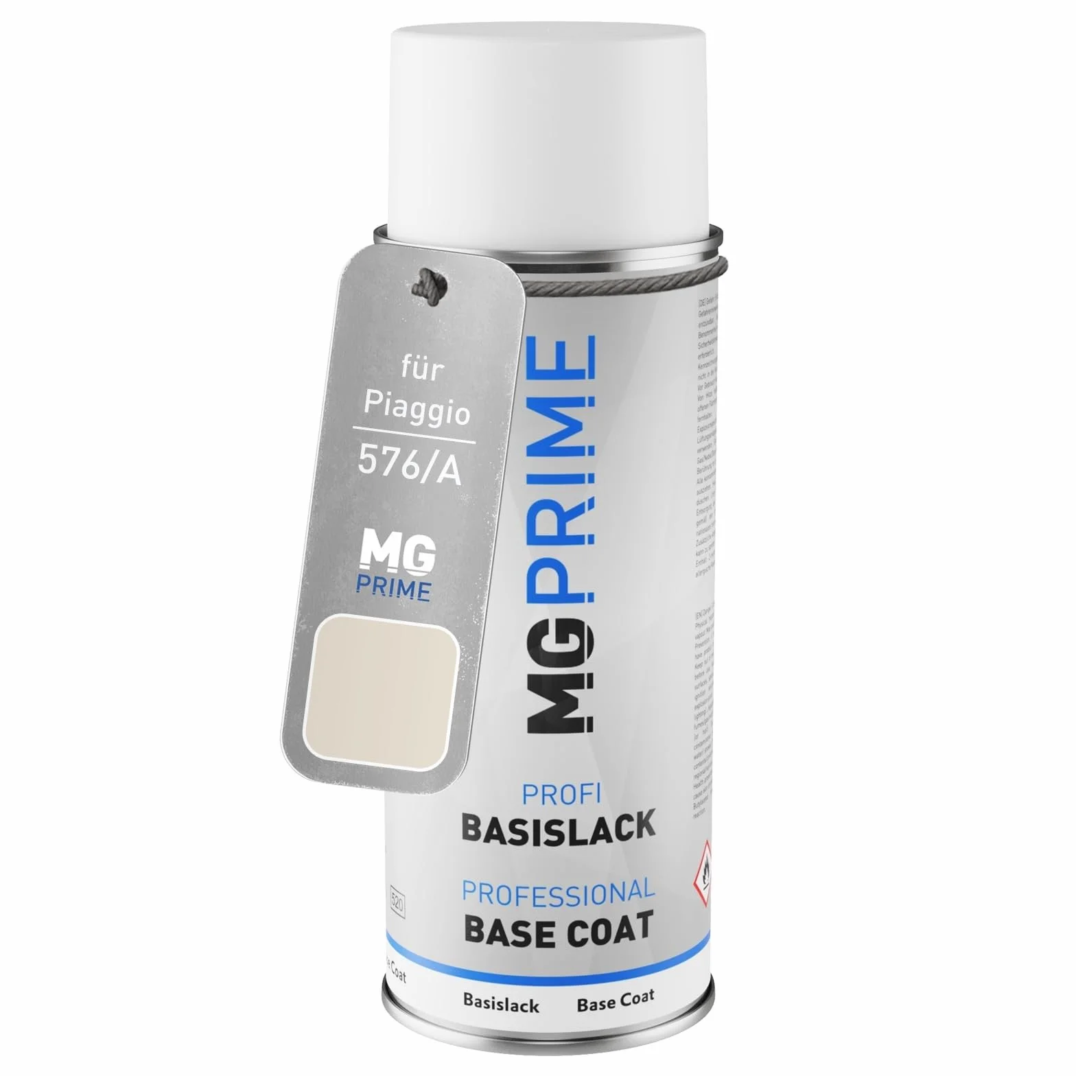 MG PRIME Lakier samochodowy Puszka z aerozolem dla Piaggio 576/A / 576 White Silk/Plaster White Puszka z aerozolem bazowym 400ml