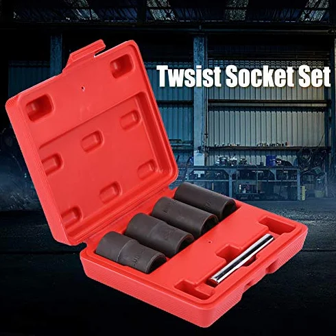 5 Sztuk Zestaw Nasadek Skrętnych 1/2 Cala Napęd Blokowanie Koła śruba z nakrętką Stud Extractor Remover Rozmiar 17mm 19mm 21mm 22mm