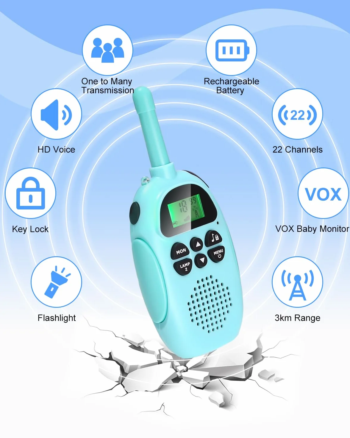 Walkie Talkie dla dzieci, 22-kanałowe krótkofalówki, zabawka dla chłopców i dziewczynek, przygoda na świeżym powietrzu, kemping, wędrówki, walkie talkie, dla dzieci, zielone + zielone