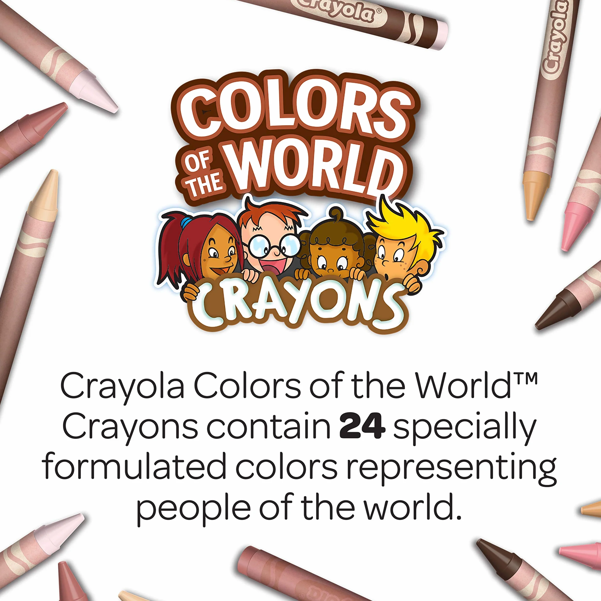 CRAYOLA Colours of the World Kredki woskowe – różne kolory (24 sztuki) | kolory, które reprezentują odcienie skóry z całego świata, idealne dla dzieci w wieku od 3 lat