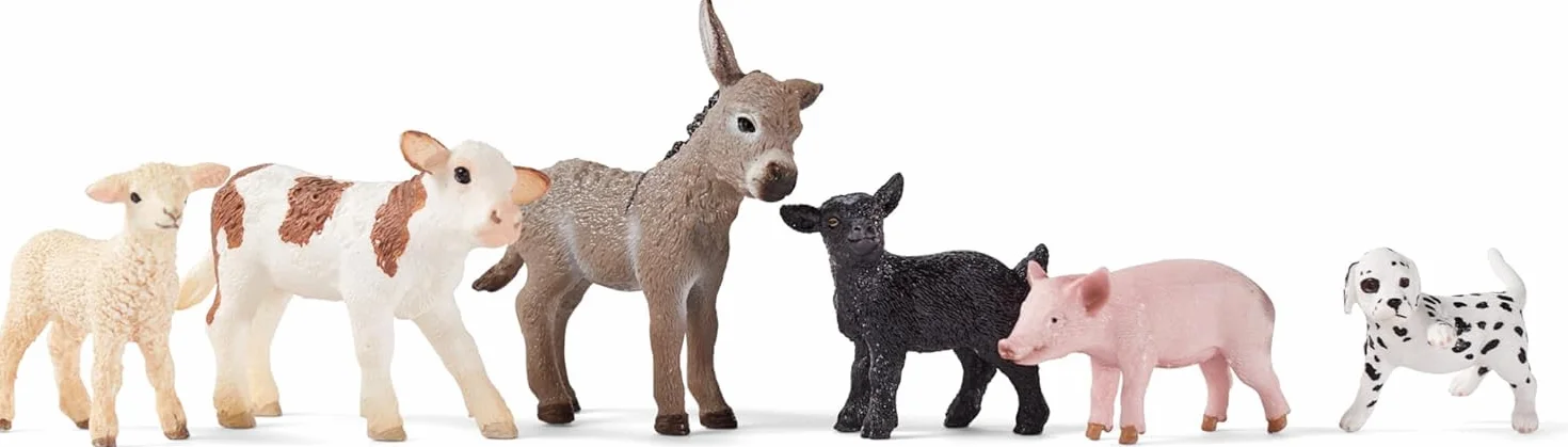 schleich FARM WORLD | Zestaw zwierząt z farmy 77534 z psem, świnią, kozą, owcą i osłem | zabawka farmerska od 3 lat | szczegółowy zestaw 6-częściowy | tylko w Amazon