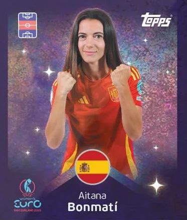 Topps Oficjalna damska kolekcja naklejek Euros 2025, ekologiczna, 6 naklejek (36 naklejek) - zabawa kolekcjonerska Euro 2025 dla fanów + Heartforcards ochrona wysyłki