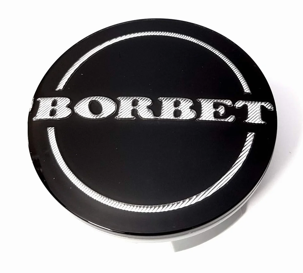 Zaślepka piasty Borbet 55 mm czarna błyszcząca srebrna oryginalna