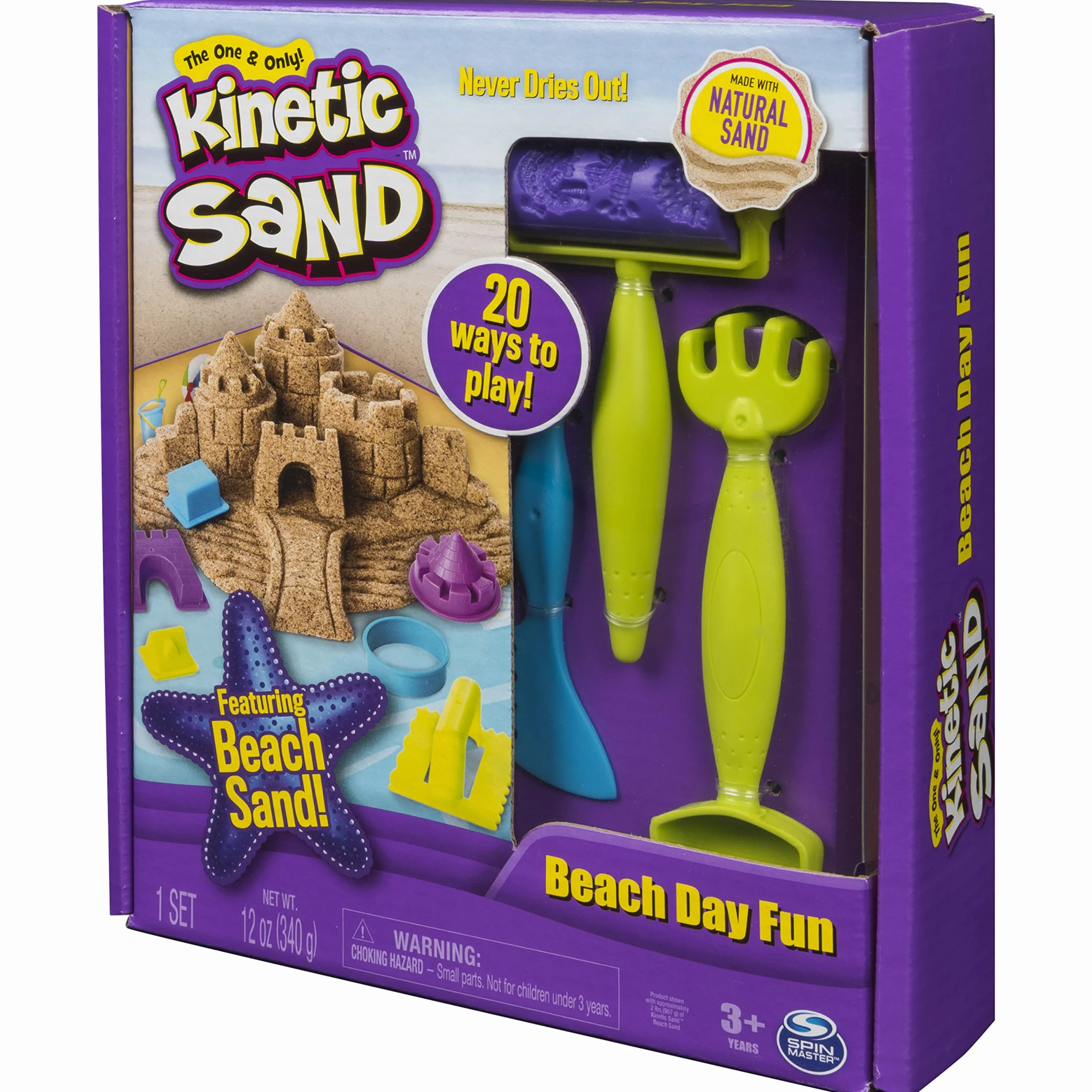 Kinetic Sand, Zabawa na plaży, piasek kinetyczny z foremkami, dla dzieci od 3 lat