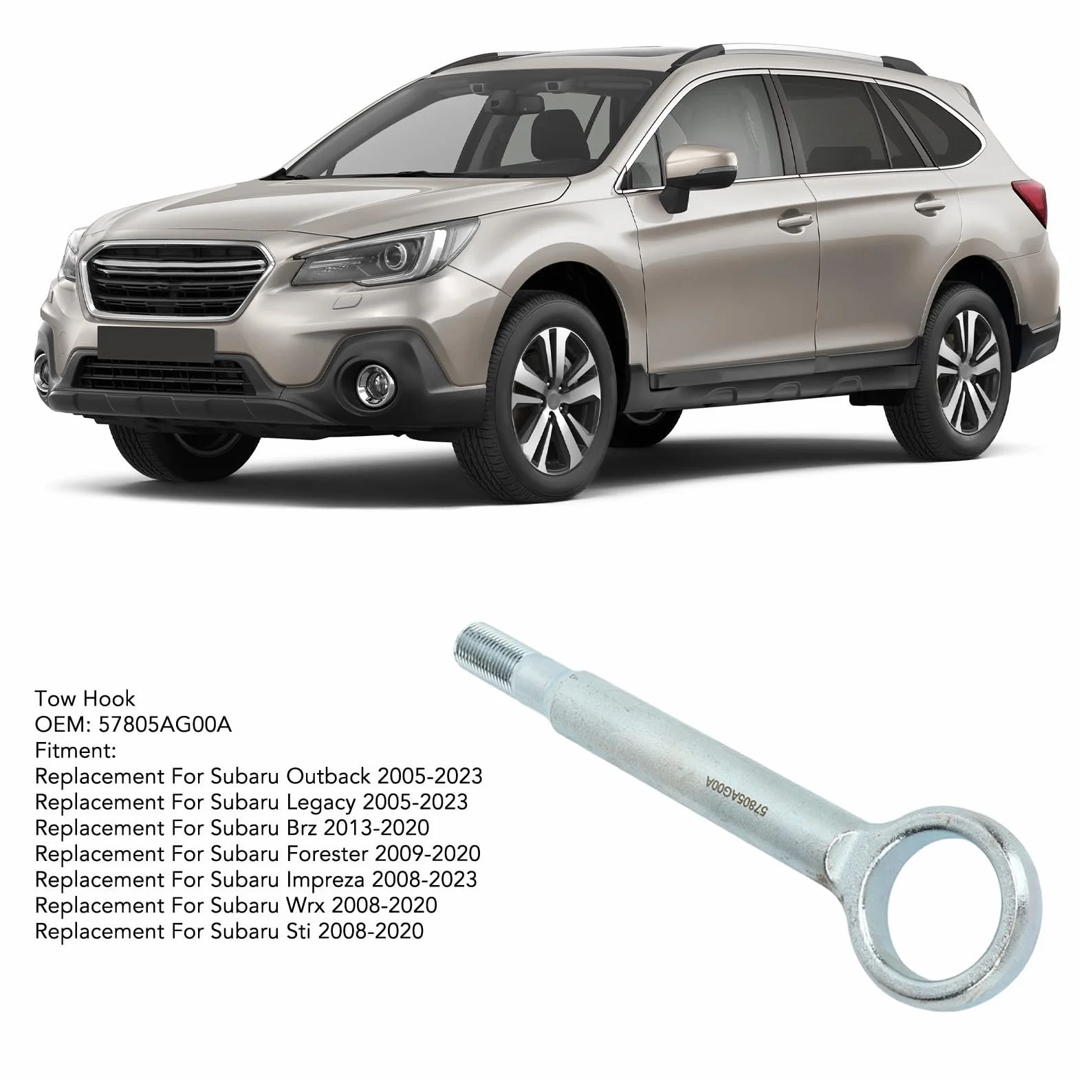 Aramox Hak Holowniczy 57805AG00A, Przedni Zderzak Samochodowy, Śruba na Hak Holowniczy, Zamiennik dla Outback Legacy Impreza