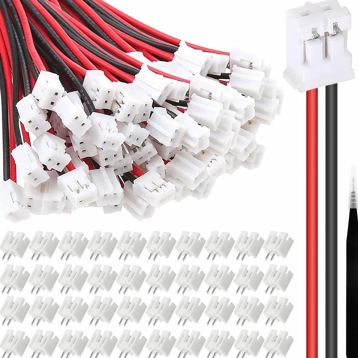 40 szt. JST 2.0 PH 2-pinowe złącze męskie z kablem 10 cm i żeńskim mikro JST PH 2,0 mm 2-pinowe złącze wtykowe do samolotu, quadkoptera, łodzi, samochodu, zabawek, panelu sterowania PCB