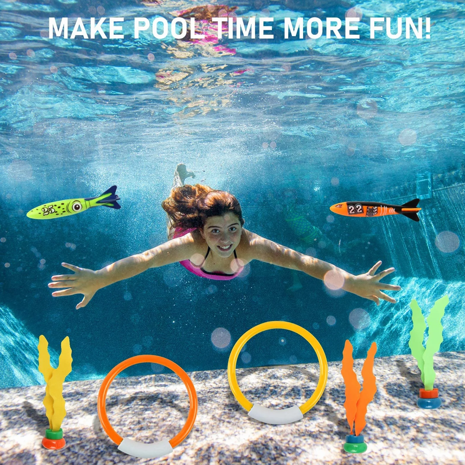 Zabawki do Nurkowania pod Wodą, 11 Sztuk Zabawki na Basen dla Dzieci, Zabawki dla Dzieci w Wieku 4-6 lat, Gra podwodna do Nurkowania, Zabawki do Ćwiczeń na Basenie, Toypedo Bandits