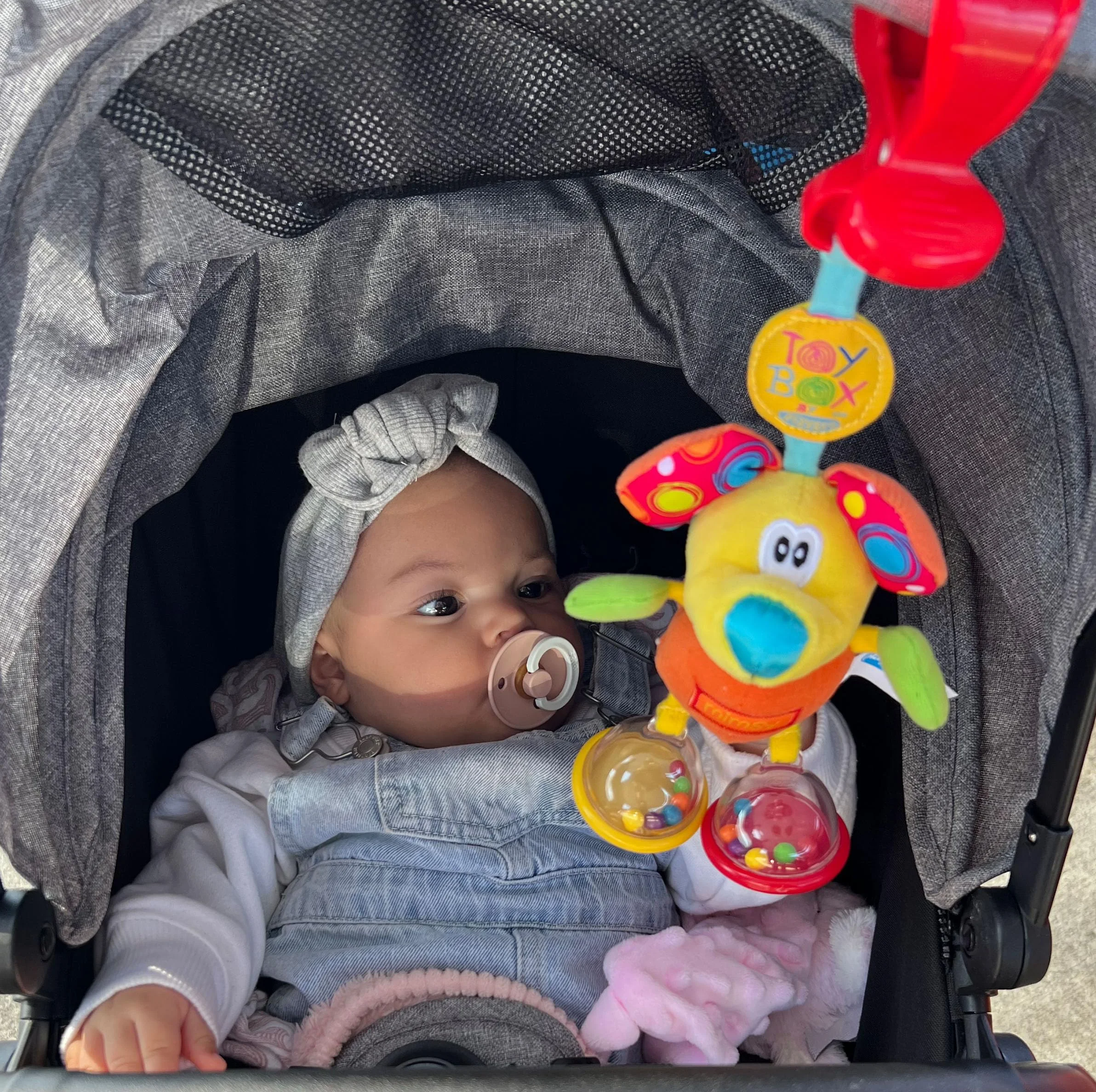 Playgro Przyczepa do samochodu ciężarowego mysz – przyczepka do wózka dziecięcego – zabawka dla dzieci – przyczepka do wózka dziecięcego – kolorowa