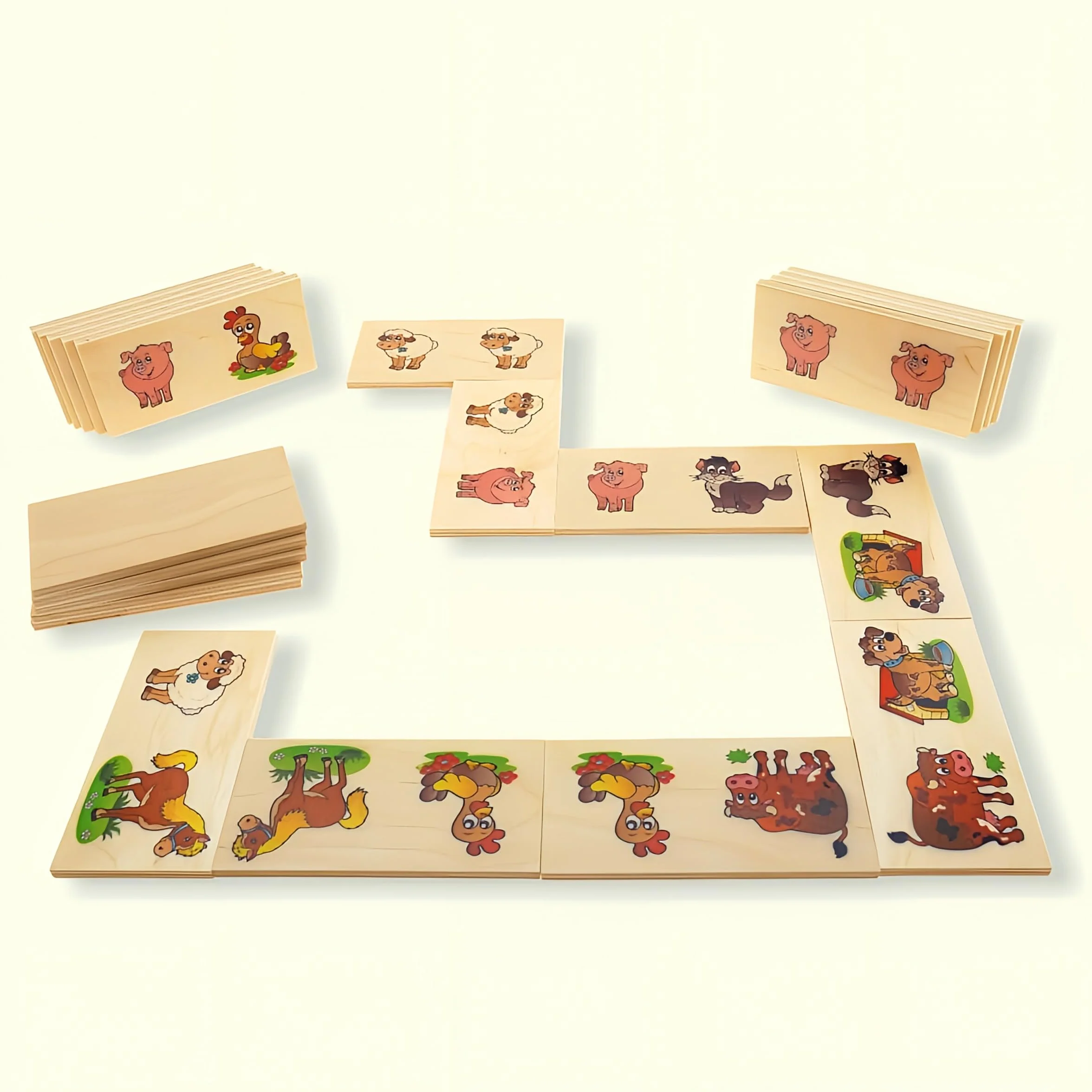Dida - Domino gra dla dzieci 28 płytek | Gry montessori 3 lata w górę | Domino drewniane dzieci