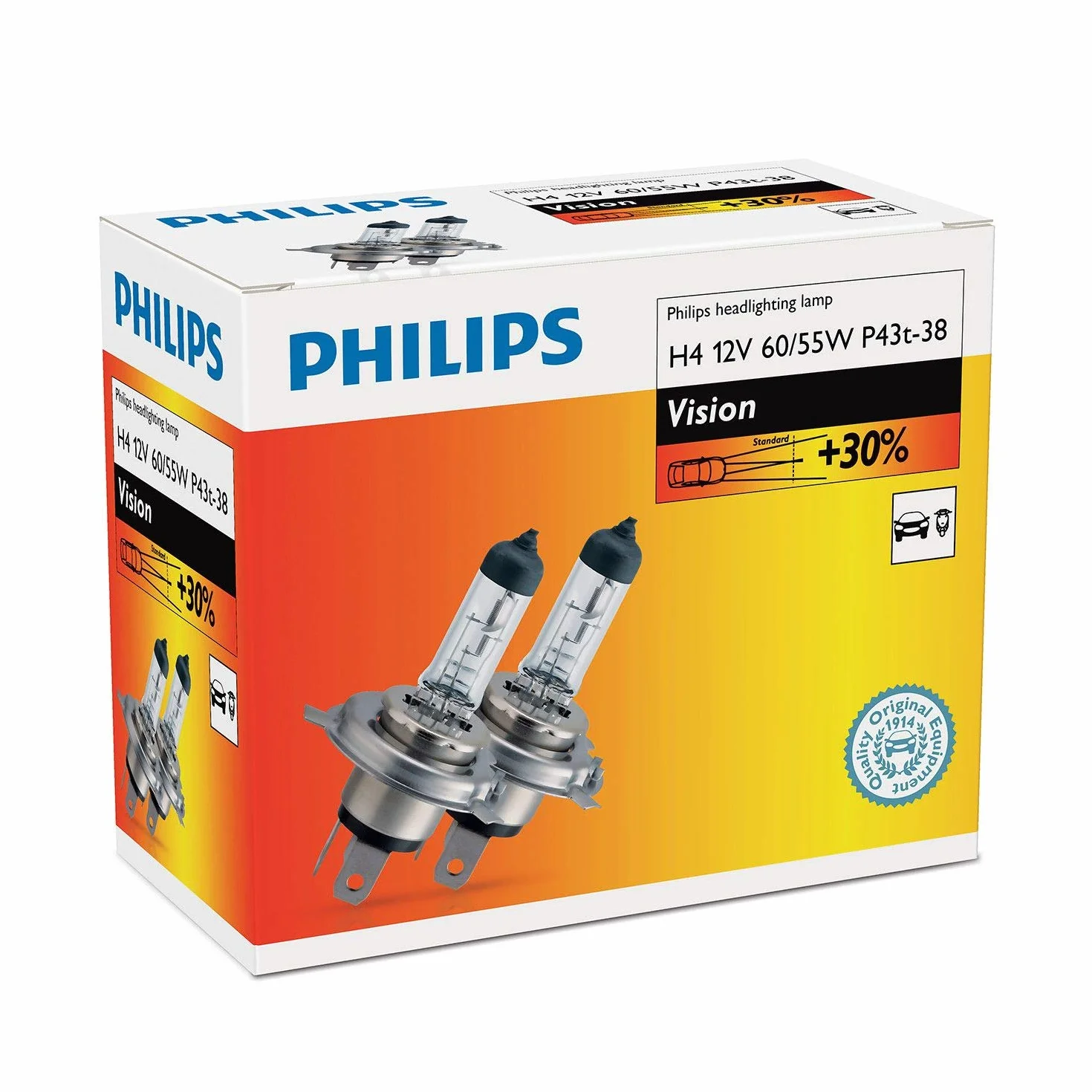 Philips Spain Żarówka, Srebrny/Przezroczysty, H4, 2 Sztuki, 12 V, 60 W