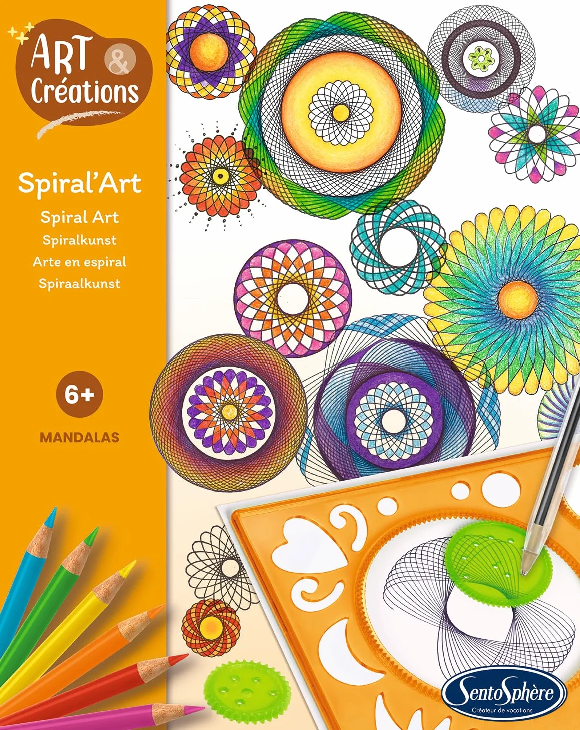Sentosphère 3920810 zestaw do majsterkowania Spral'art; Mandala, kreatywny zestaw, "zrób to sam" dla dzieci i dorosłych