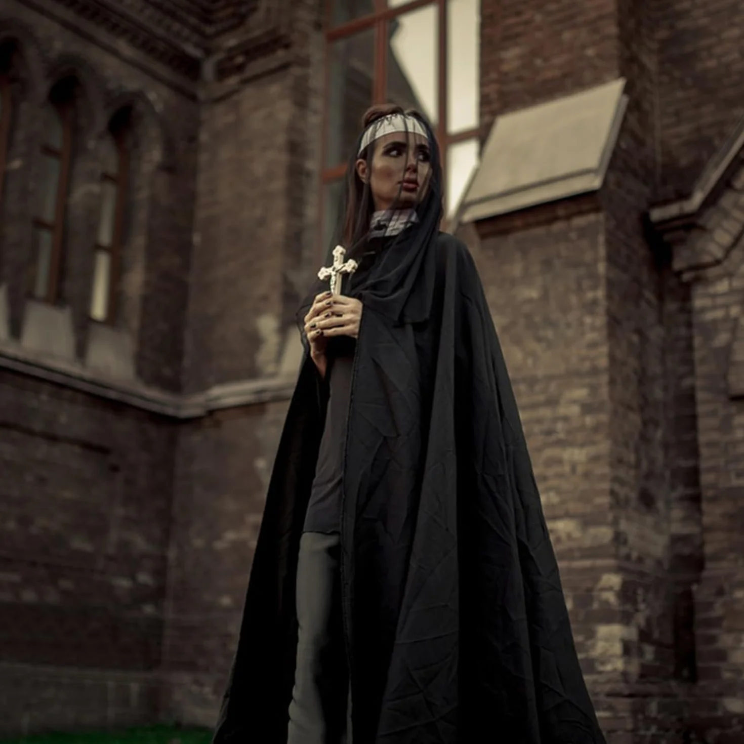 Czarna peleryna z kapturem, długi szlafrok dla dorosłych/dzieci, średniowieczny płaszcz, czarownica, cosplay, szlafrok na maskaradę, kostium na Halloween, imprezę cosplay, 180 cm