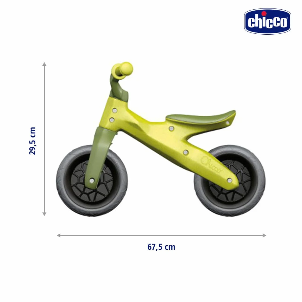 Chicco Balance Bike Eco+, rower dla dzieci od 18 miesięcy do 3 lat, do 25 kg, rower bez pedałów do równowagi, ergonomicznej kierownicy i siodełka, koła przeciw przebiciu, 80% z tworzywa sztucznego z